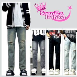 Quần Jean Nam Bagy Form Suông Ống Suông Wash Rách Phong Cách Màu Rêu Bạc - Giá Sinh Viên - ĐƯỢC KIỂM TRA HÀNG  ( M24)