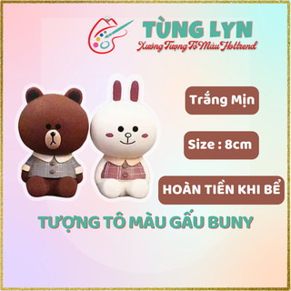 Tượng tô màu,gấu thỏ bony, size 8cm, tượng không kèm màu, tượng thạch cao tùng lyn