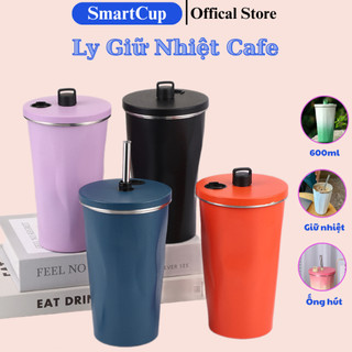 Ly giữ nhiệt cafe có ống hút 600ml inox 304 cao cấp an toàn và tiện lợi ly giữ nhiệt tyeso