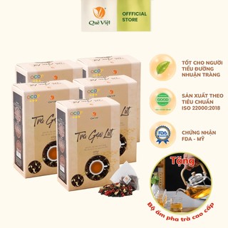 Combo 5 hộp - trà gạo lứt quê việt thanh lọc cơ thể - hôp 600g 20 túi lọc