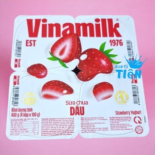 Sữa chua ăn Vinamilk dâu - Vỉ 4 hộp x 100g