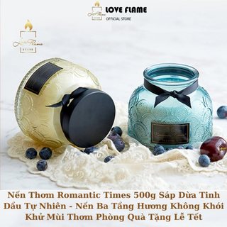 Nến Thơm Phòng Tinh Dầu Cao cấp Không Khói Hương Tự Nhiên - Nến Ba Tầng Hương Sáp Dừa Candle Cup Romantic Times