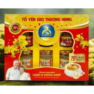 KÈM TÚI - Hộp Nước Yến Sào EVERNEST CANXI 20% tổ yến cao cấp siêu ngon (6 lọ x 70ml)