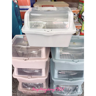 Rổ úp chén bát có nắp đậy việt nhật - khay úp chén bát cho bé 5568