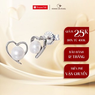 Bông tai ngọc trai thật, khuyên tai bạc đính ngọc trai thật Hoàng Gia Pearl E8017