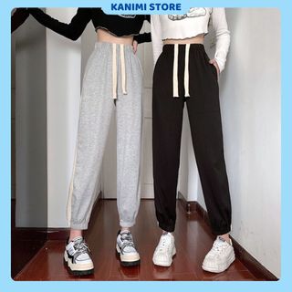 [ XẢ LỖ ]  Quần Jogger KANIMI Nữ Dáng Bom Cao Cấp, Quần Nỉ Bo Gấu Thu Đông Dây Rút Bản To