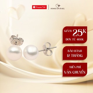 Bông tai ngọc trai thật, khuyên tai bạc đính ngọc trai thật Hoàng Gia Pearl E1001