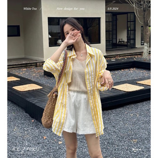 Áo SƠ MI SỌC LỚN tay dài phôm rộng dáng basic