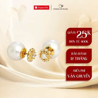 Bông tai ngọc trai thật, khuyên tai bạc đính ngọc trai thật Hoàng Gia Pearl E3306