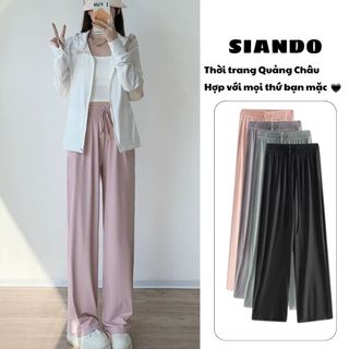 Quần ống rộng chống nắng chất lụa mềm mịn thoáng mát cạp chun lưng cao hàng Quảng Châu SIANDO QT05