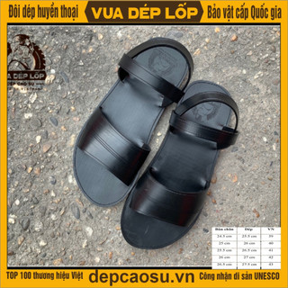 Dép cao su 3 quai ngang màu đen VUA DÉP LỐP