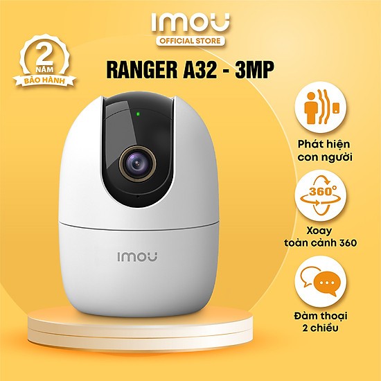 Camera IP Wifi IMOU RANGER 3MP - IPC-A32EP-L 3MP 2K - Đàm Thoại 2 Chiều Loa Lớn - Xoay 360 Độ - Phát