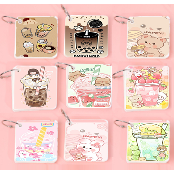sổ note flashcard trà sữa boba tea FCT31 sổ note cute heo hồng