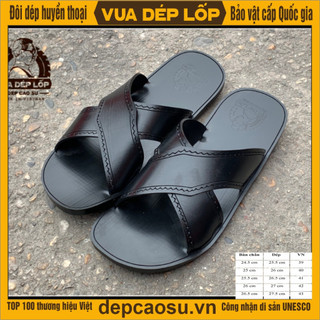 Dép cao su 2 quai chéo, được làm thủ công của VUA DÉP LỐP ảnh thật, bảo hành và sẵn hàng