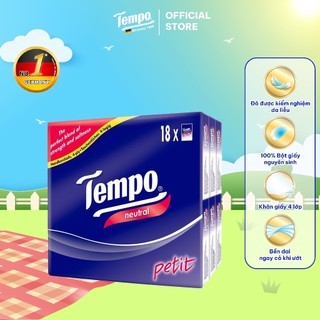 [LỐC 18 GÓI] Khăn Giấy Bỏ Túi Cao Cấp Tempo Petit - 4 Lớp Bền Dai, Được Kiểm Nghiệm Da Liễu - Thương Hiệu Đức