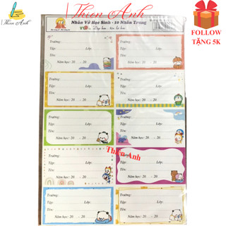 1 Xấp 40 nhãn decan 10 ô trung dán vở, tập, sách có keo sẵn, 1 tờ 10 nhãn ô trung Thuận Tiến