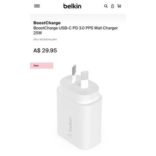 Củ Sạc Belkin 25W USB-C PD/PPS WCA004 V2 New