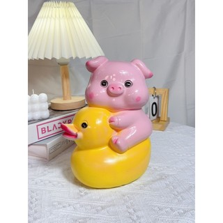 Heo đất lợn đất tiết kiệm mẫu heo cưỡi vịt cute, ống heo đất tiết kiệm - xưởng thạch cao hn
