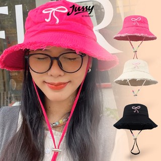 Mũ Bucket Tua Rua Icon Nơ Xinh Xắn JB37 Jussy Official Mũ Nữ Chất Liệu Kaki Cotton Form Mềm Phong Cách Hàn Quốc