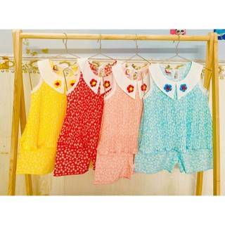 Bộ lụa sát nách xếp li tầng bé
