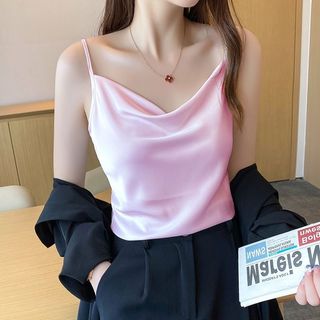 Áo hai dây lụa nữ cổ đổ mặc trong vest chất vải satin cao cấp thoáng mát khi mặc - VannhShop AO0036