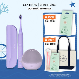 Combo Bàn chải điện Halio Periwinkle Và Máy Rửa Mặt Cho Da Nhạy Cảm Purple