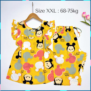 Đồ bộ tole nữ , đồ lanh mặc nhà lửng cánh tiên 68-75kg vải tole lanh 2 da mềm mịn mát - Pigbabystore
