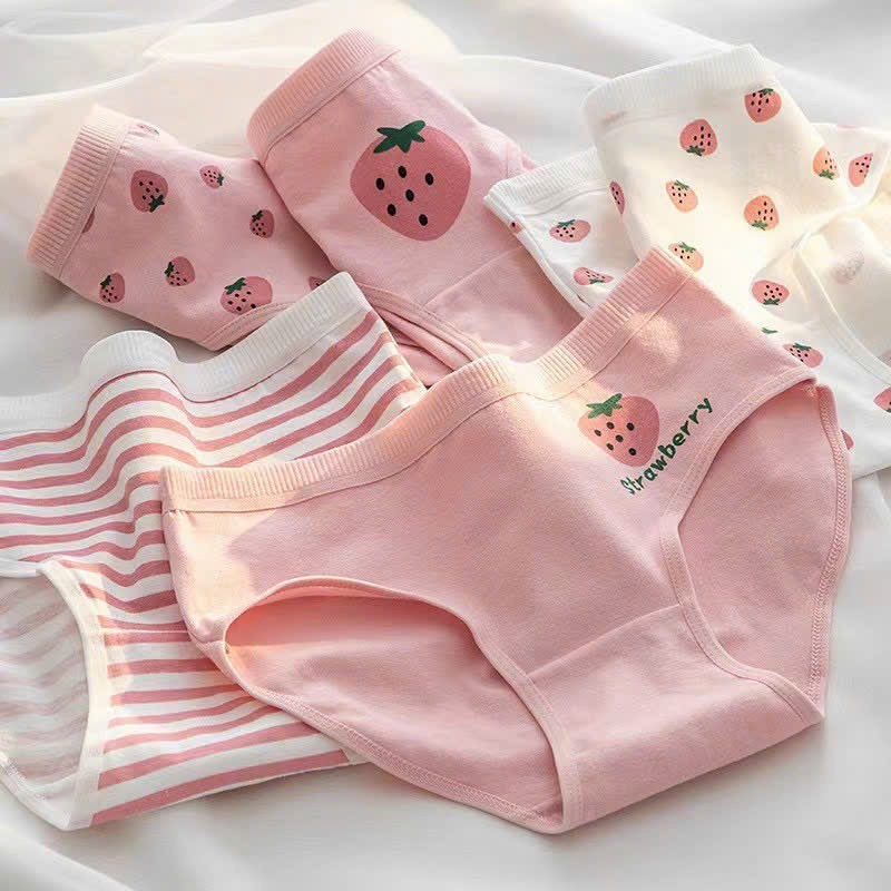 Sét 10 quần lót Nữ  cottong DÂU HỒNG, Gấu Hồng cuke, dễ thương