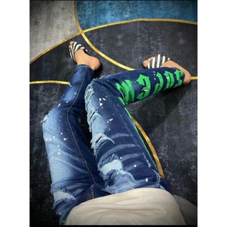 Quần jean xanh DSQ 4 cúc in chữ chất bò co dãn 4 chiều from skinny tôn dáng mẫu mới cao cấp-KING77FASHION
