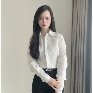 Áo Sơ Mi Trắng Nữ 𝗧𝗛𝗨𝗬 𝗡𝗚𝗔 𝗦𝗧𝗨𝗗𝗜𝗢 Thiết Kế Basic Form Ôm Tôn Dáng