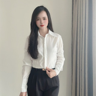 Áo Sơ Mi Trắng Nữ 𝗧𝗛𝗨𝗬 𝗡𝗚𝗔 𝗦𝗧𝗨𝗗𝗜𝗢 Thiết Kế Basic Form Ôm Tôn Dáng