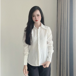 Áo Sơ Mi Trắng Nữ 𝗧𝗛𝗨𝗬 𝗡𝗚𝗔 𝗦𝗧𝗨𝗗𝗜𝗢 Thiết Kế Basic Form Ôm Tôn Dáng