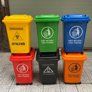 Thùng Rác 60L Có 4 Bánh Xe, Thùng Rác  Nhựa, Thùng Rác Ngoài Trời, Thùng Rác Công Cộng