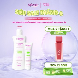 Bộ Dung dịch vệ sinh phụ nữ Saforelle Gentle Cleansing Care 250ml + Kem làm mềm và dịu da Saforelle Soothing Cream 50ml