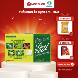 Bột sủi thanh nhiệt Livecool Nam Dược hương dưa gang hộp 10góix7g hỗ trợ giảm nhiệt miệng nóng trong