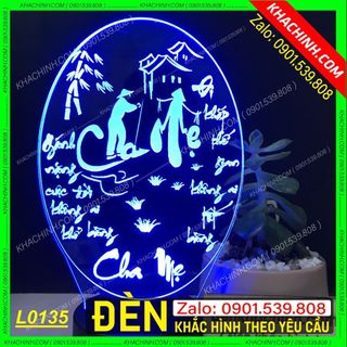 Đèn tranh thư pháp CHA MẸ, Đèn ngủ thư pháp Cha Mẹ, Đèn led đổi 16 màu, quà tặng Cha Mẹ