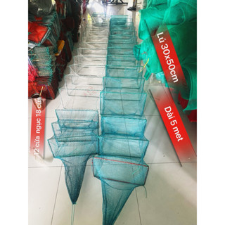 Lú 12 cửa ngục, lú dây 18 khung 30 x 50cm, dài 5m, lú bát quái mắt lưới 1,5p-2,5p-3p-3,5p-4p Bắt Tôm Bắt Cá