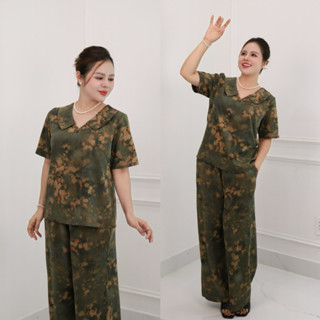 Nina 03 Đồ bộ trung niên, đồ bộ mặc ở nhà cho các mẹ quần suông 9 tấc, chất lụa nhập co dãn thoải mái