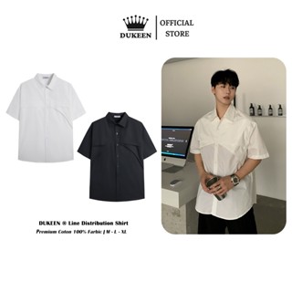 Áo Sơ Mi Ngắn Tay Dukeen Line Distribution Shirt Form Rộng Nam Nữ Unisex Oversize Local Brand SM055