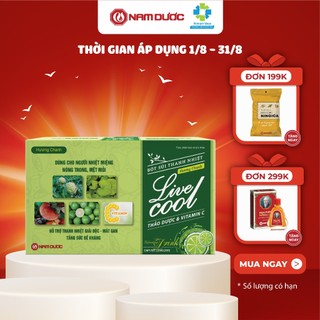 Bột sủi thanh nhiệt Livecool Nam Dược hương chanh hộp 10 góix7gram giúp giảm nhiệt miệng, nóng trong