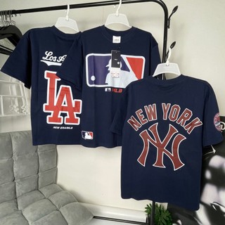 Áo thun MLB màu xanh navy mẫu Hot nam nữ full tag mạc