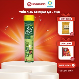 Viên sủi thanh nhiệt Livecool Nam Dược hương chanh 16 viên x 4g hỗ trợ giảm nhiệt miệng, nóng trong