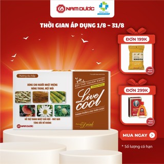 Bột tan thanh nhiệt Livecool Nam Dược không đường hộp 10 gói x7g hỗ trợ giảm nhiệt miệng, nóng trong