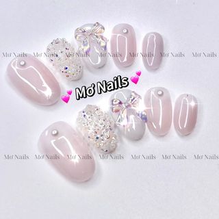 Nail box thiết kế charm nơ rắc nhũ lấp lánh m80