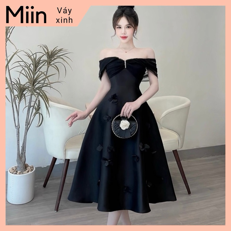 Váy trễ vai phối lưới ngọc