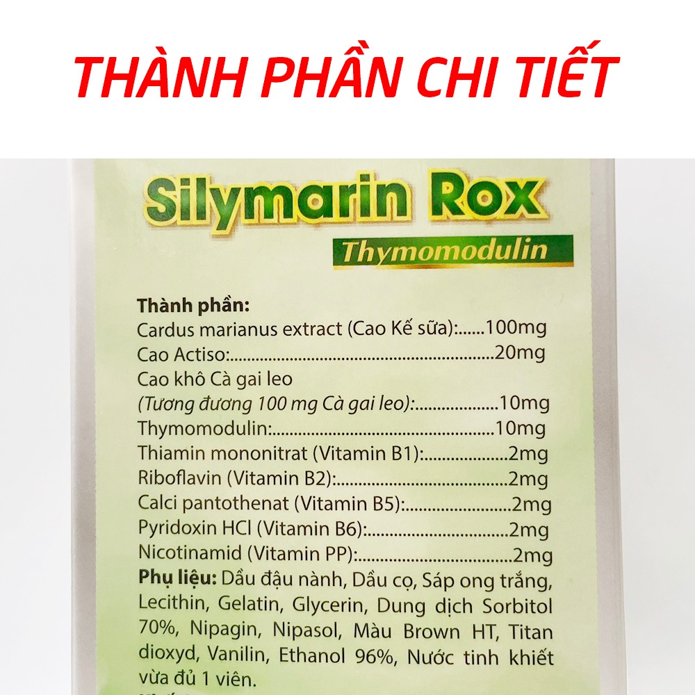 Viên uống bổ gan, giải độc gan, tăng cường chức năng gan Silymarin B-complex Extra - 100 viên