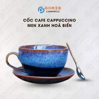 Cốc Cafe Cappuccino Men Xanh Hoả Biến -  Sản Xuất Unika Bát Tràng