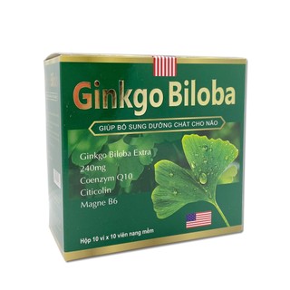 Hoạt huyết dưỡng não Ginkgo Biloba (xanh lá) giảm đau đầu hoa mắt chóng mặt - Hộp 100 viên