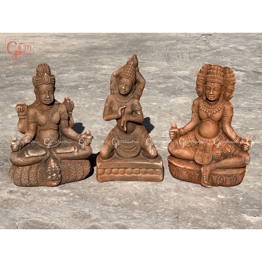 Shiva brahma vishnu tam thần trimuti ấn độ giáo gốm chăm ninh thuận gốm bàu trúc