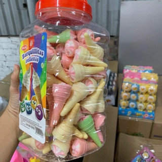 Sỉ hộp kẹo dẻo kem ốc quế có nhân 100 cái, kẹo ốc quế đường, kẹo dẻo có nhân